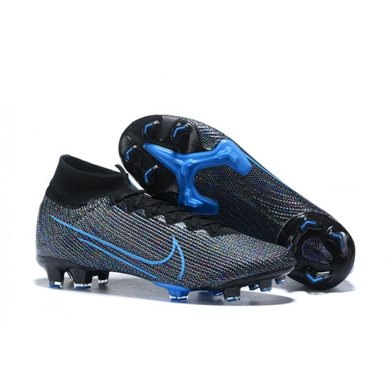 Nike Superfly 7 Elite SE FG Mixtz Black Blue High Men Football Boots