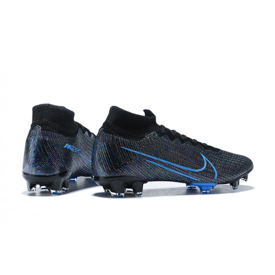 Nike Superfly 7 Elite SE FG Mixtz Black Blue High Men Football Boots