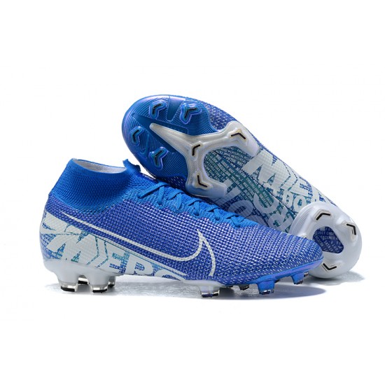 Nike Superfly 7 Elite SE FG White Blue High Men Football Boots
