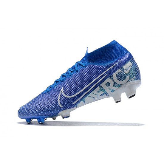 Nike Superfly 7 Elite SE FG White Blue High Men Football Boots