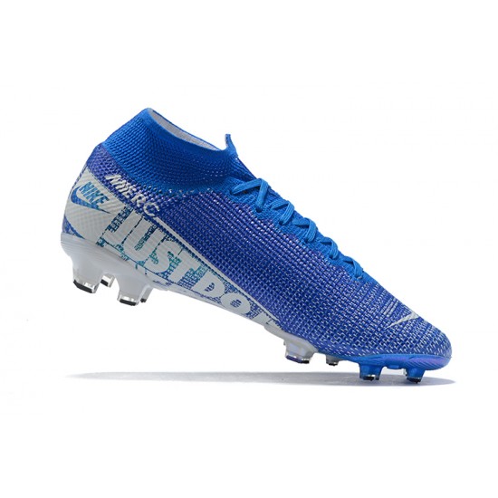 Nike Superfly 7 Elite SE FG White Blue High Men Football Boots