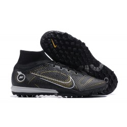 Nike Superfly 8 Academy TF Black Gold Gray High Men Football Boots