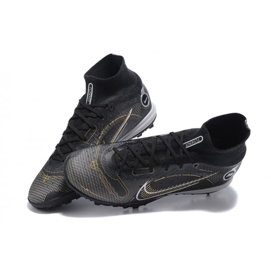 Nike Superfly 8 Academy TF Black Gold Gray High Men Football Boots