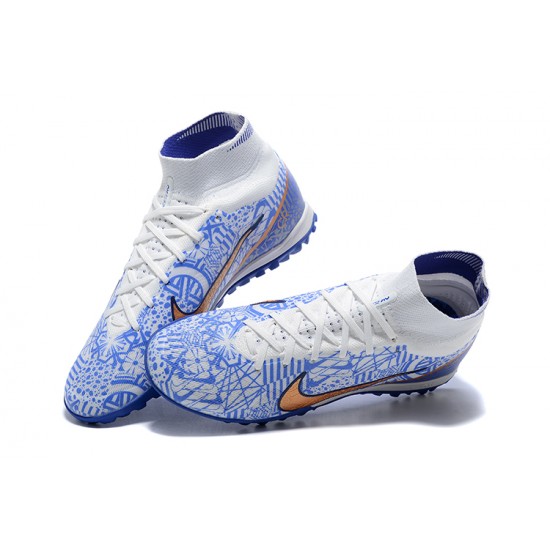 Nike Superfly 8 Academy TF Blue Gold White Men High Football Boots