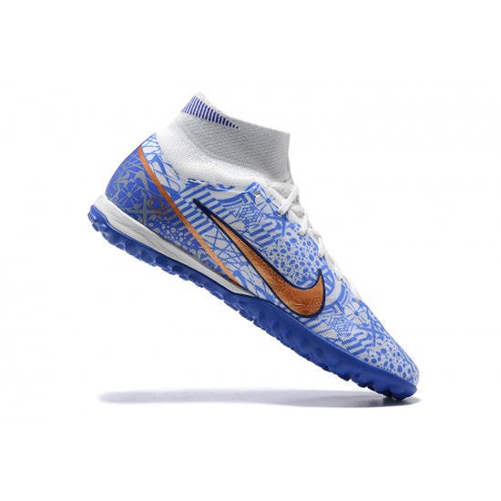 Nike Superfly 8 Academy TF Blue Gold White Men High Football Boots