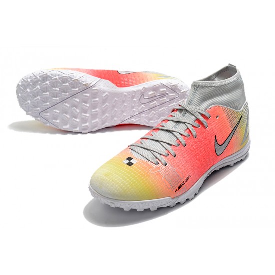 Nike Superfly 8 Academy TF High White Pink Yellow Men Football Boots