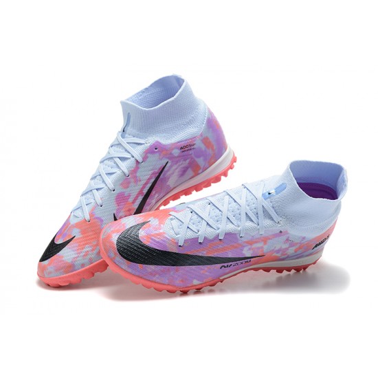 Nike Superfly 8 Academy TF LightBlue Purple Pink Men High Football Boots