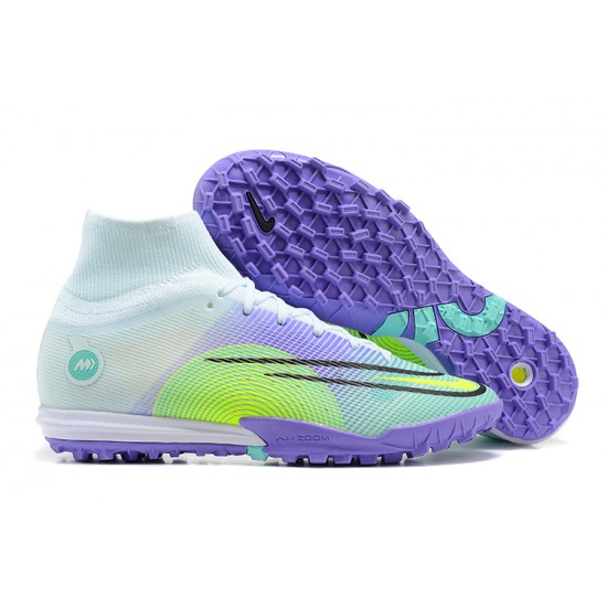 Nike Superfly 8 Academy TF LightPurple Green Yellow White High Men Football Boots