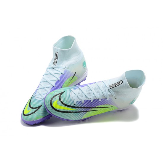 Nike Superfly 8 Academy TF LightPurple Green Yellow White High Men Football Boots