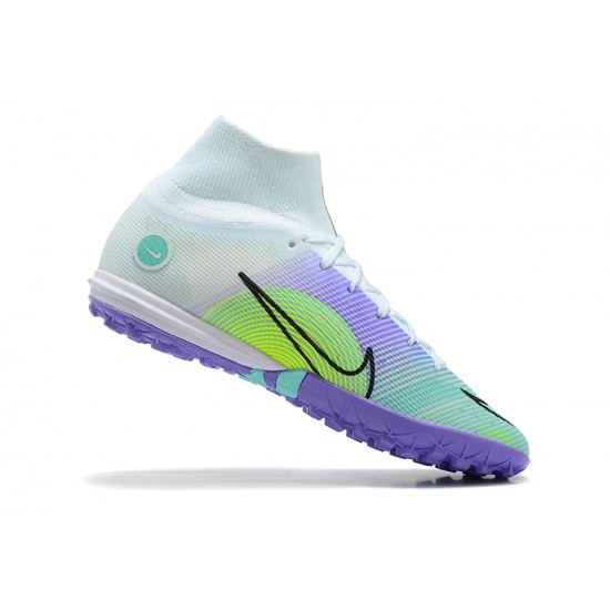 Nike Superfly 8 Academy TF LightPurple Green Yellow White High Men Football Boots