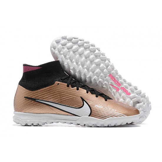 Nike Superfly 8 Academy TF Pink Gold White Black Men High Football Boots