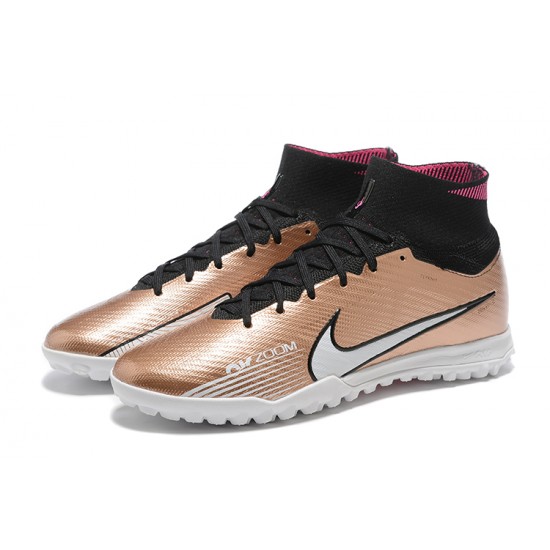 Nike Superfly 8 Academy TF Pink Gold White Black Men High Football Boots