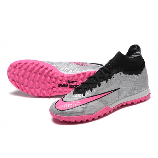 Nike Superfly 8 Academy TF Pink Gray Black Men High Football Boots