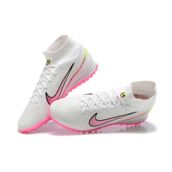 Nike Superfly 8 Academy TF Pink White Black Yellow Men High Football Boots