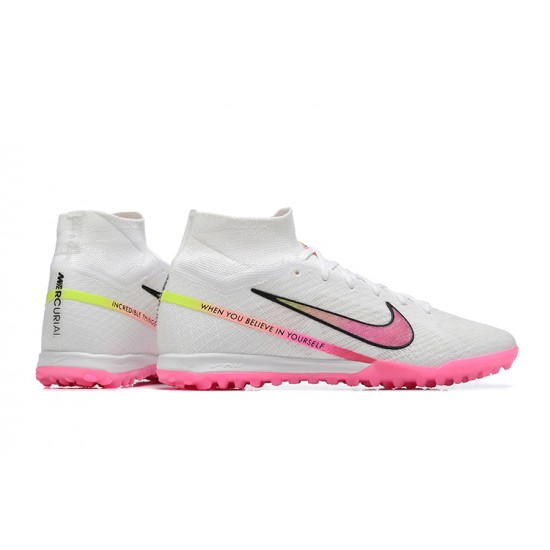 Nike Superfly 8 Academy TF Pink White Black Yellow Men High Football Boots