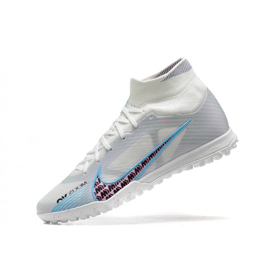 Nike Superfly 8 Academy TF Pink White Blue Men High Football Boots