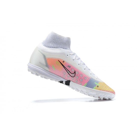 Nike Superfly 8 Academy TF Pink White Yellow High Men Football Boots