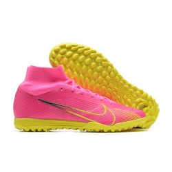 Nike Superfly 8 Academy TF Pink Yellow Men High Football Boots