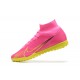 Nike Superfly 8 Academy TF Pink Yellow Men High Football Boots