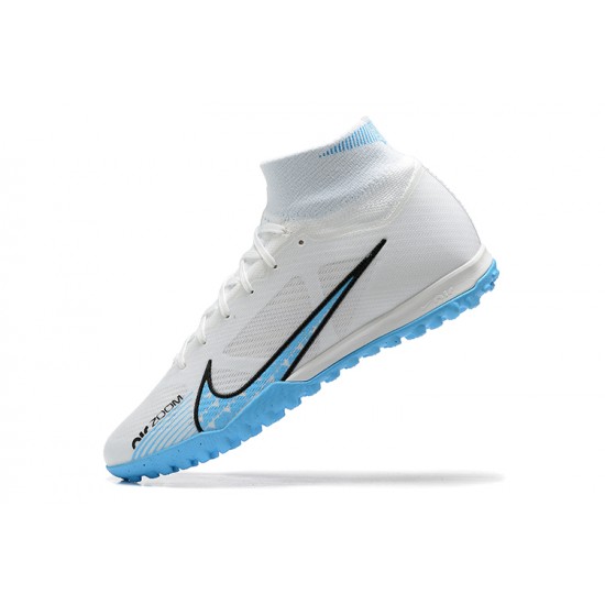 Nike Superfly 8 Academy TF White Blue Black Men High Football Boots