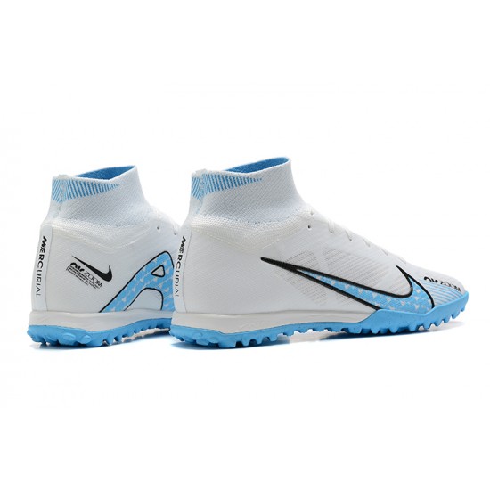 Nike Superfly 8 Academy TF White Blue Black Men High Football Boots