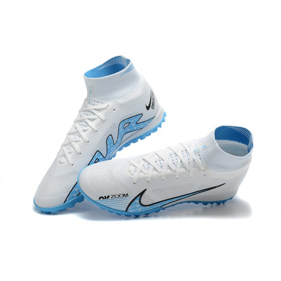 Nike Superfly 8 Academy TF White Blue Black Men High Football Boots