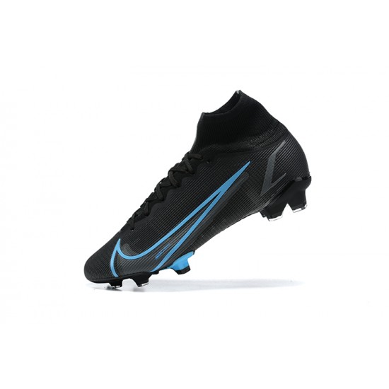 Nike Superfly 8 Elite FG Black Blue High Men Football Boots