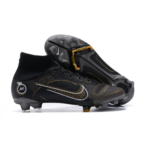 Nike Superfly 8 Elite FG Black Gold Gray High Men Football Boots