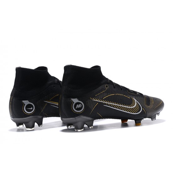 Nike Superfly 8 Elite FG Black Gold Gray High Men Football Boots