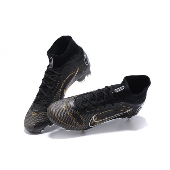 Nike Superfly 8 Elite FG Black Gold Gray High Men Football Boots