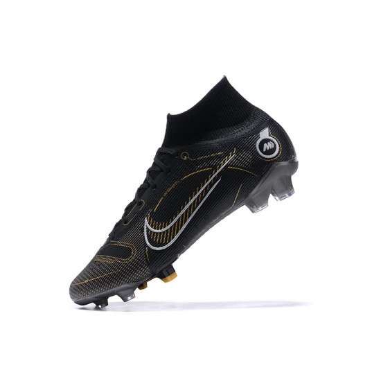 Nike Superfly 8 Elite FG Black Gold Gray High Men Football Boots