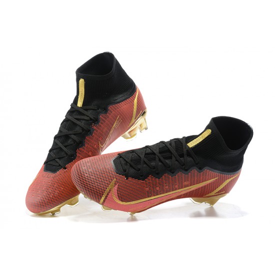 Nike Superfly 8 Elite FG Black Orange Gold High Men Football Boots