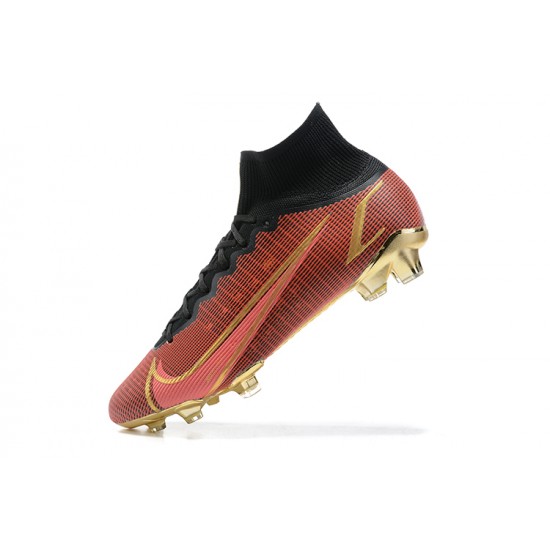 Nike Superfly 8 Elite FG Black Orange Gold High Men Football Boots