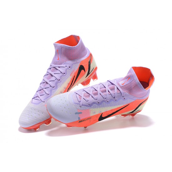 Nike Superfly 8 Elite FG LightPurple Orange Black Khaki High Men Football Boots