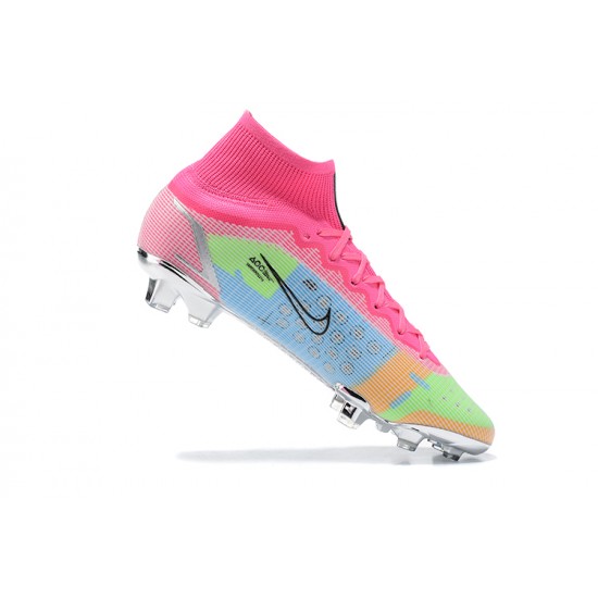 Nike Superfly 8 Elite FG Pink Green Blue Black High Men Football Boots