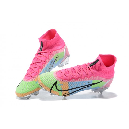 Nike Superfly 8 Elite FG Pink Green Blue Black High Men Football Boots