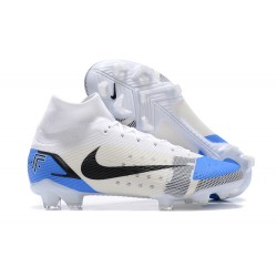 Nike Superfly 8 Elite FG White Blue Black High Men Football Boots