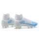 Nike Superfly 8 Elite FG White Blue High Men Football Boots