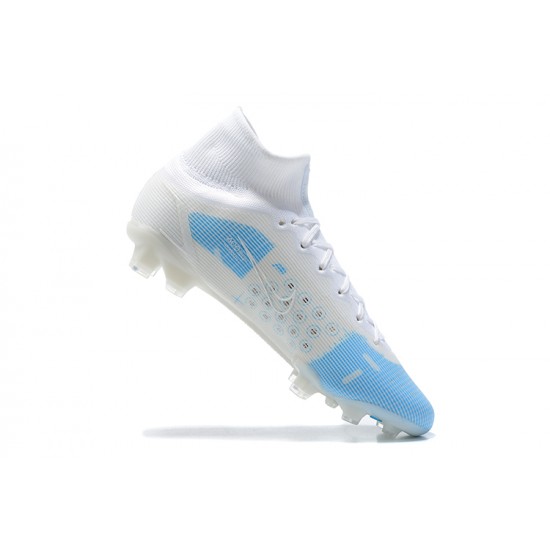 Nike Superfly 8 Elite FG White Blue High Men Football Boots