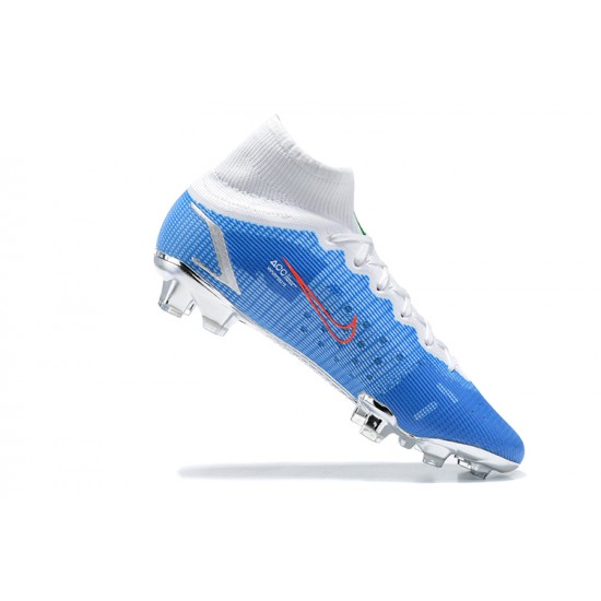 Nike Superfly 8 Elite FG White Blue Orange High Men Football Boots