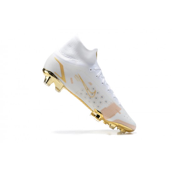 Nike Superfly 8 Elite FG White Gold High Men Football Boots