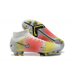 Nike Superfly 8 Elite FG White Pink Yellow Black High Men Football Boots