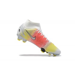 Nike Superfly 8 Elite FG White Pink Yellow Black High Men Football Boots