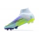 Nike Superfly 8 Elite FG White Purple Green High Men Football Boots