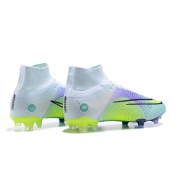 Nike Superfly 8 Elite FG White Purple Green High Men Football Boots