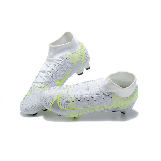 Nike Superfly 8 Elite FG White Yellow Black High Men Football Boots