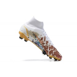 Nike Superfly 8 Elite FG White Yellow Brown High Men Football Boots
