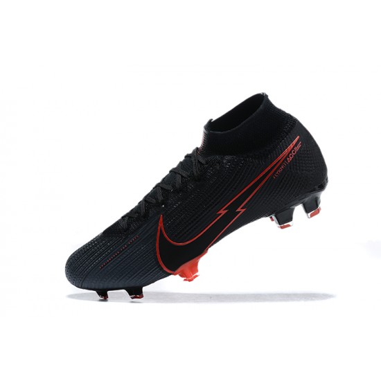 Nike Superfly VII 7 Elite SE FG Black Red High Men Football Boots