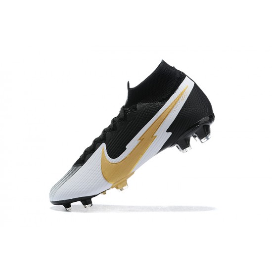 Nike Superfly VII 7 Elite SE FG Black White Gold High Men Football Boots