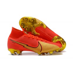Nike Superfly VII 7 Elite SE FG Gold Red Black High Men Football Boots